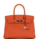 Hermes Birkin 30 Orange Poppy Verso Clemence Palladium Hardware