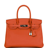 Hermes Birkin 30 Orange Poppy Verso Clemence Palladium Hardware