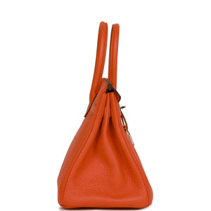Hermes Birkin 30 Orange Poppy Verso Clemence Palladium Hardware