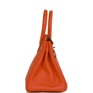 Hermes Birkin 30 Orange Poppy Verso Clemence Palladium Hardware
