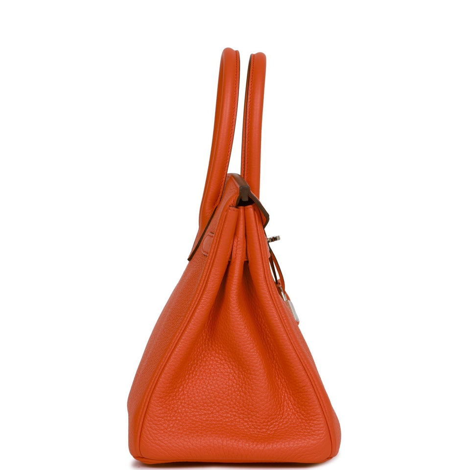 Hermes Birkin 30 Orange Poppy Verso Clemence Palladium Hardware