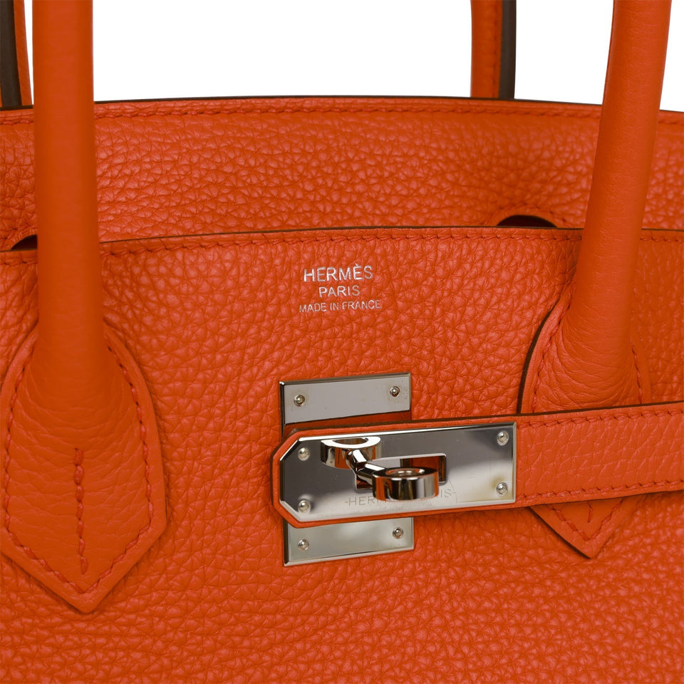 Hermes Birkin 30 Orange Poppy Verso Clemence Palladium Hardware