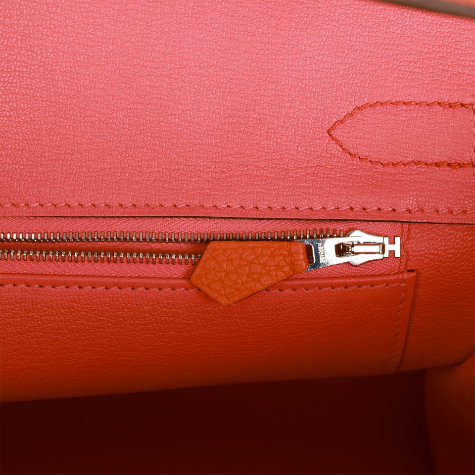 Hermes Birkin 30 Orange Poppy Verso Clemence Palladium Hardware
