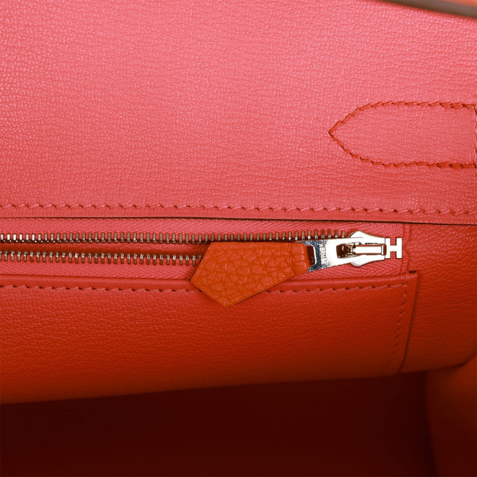 Hermes Birkin 30 Orange Poppy Verso Clemence Palladium Hardware