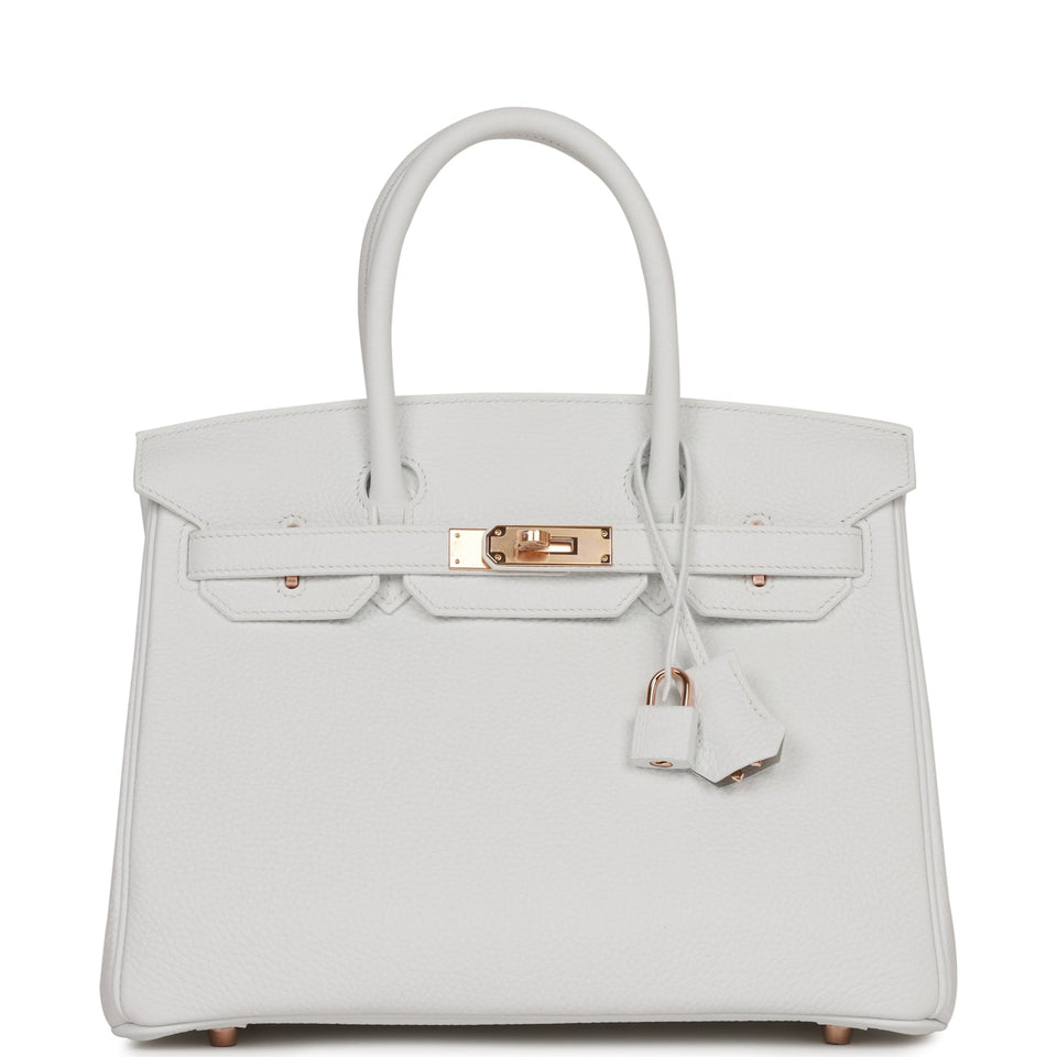 Hermes Special Order (HSS) Birkin 30 White Verso Clemence Rose Gold Hardware