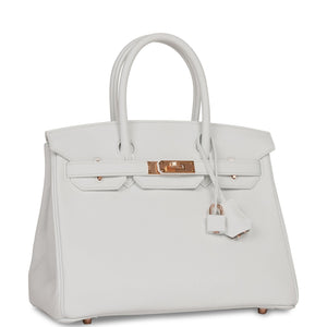 Hermes Special Order (HSS) Birkin 30 White Verso Clemence Rose Gold Hardware