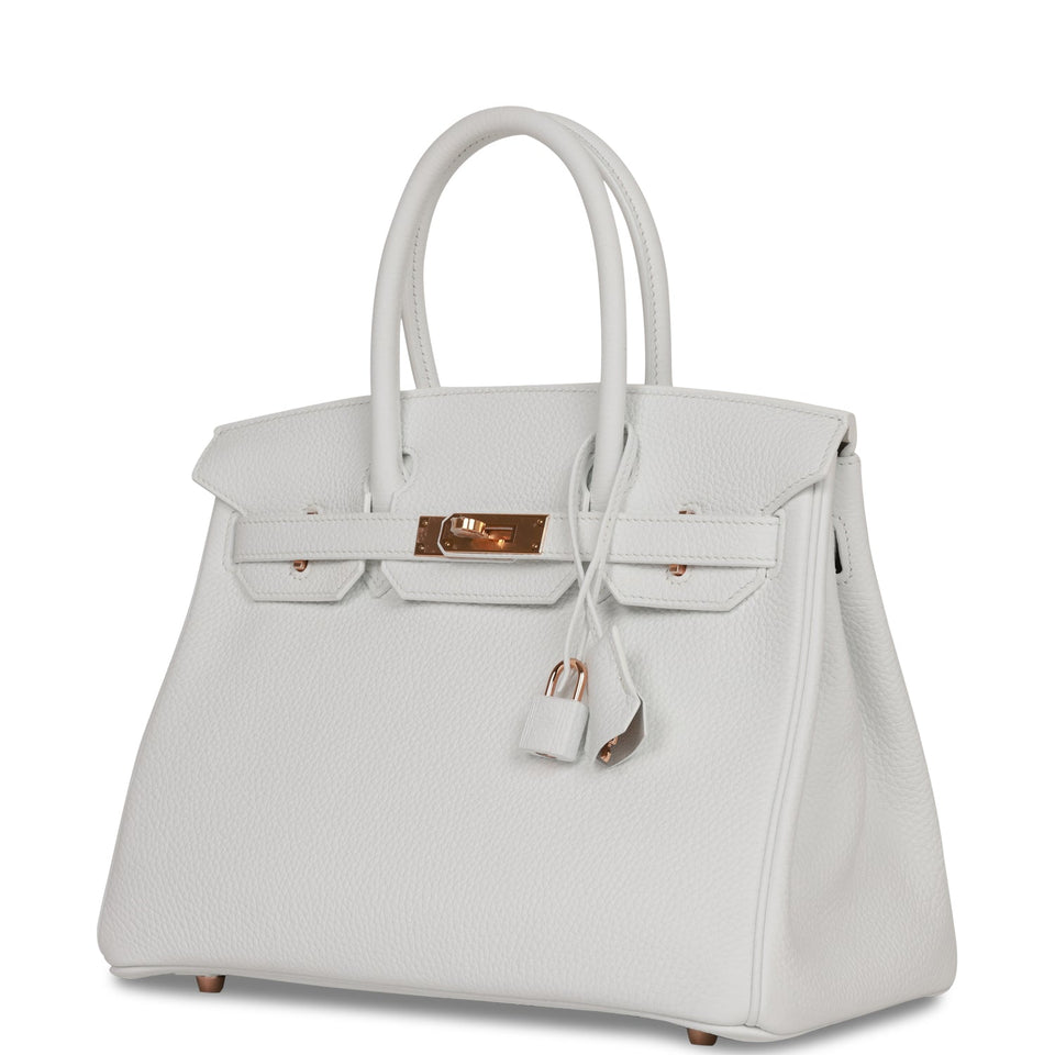 Hermes Special Order (HSS) Birkin 30 White Verso Clemence Rose Gold Hardware