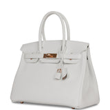 Hermes Special Order (HSS) Birkin 30 White Verso Clemence Rose Gold Hardware