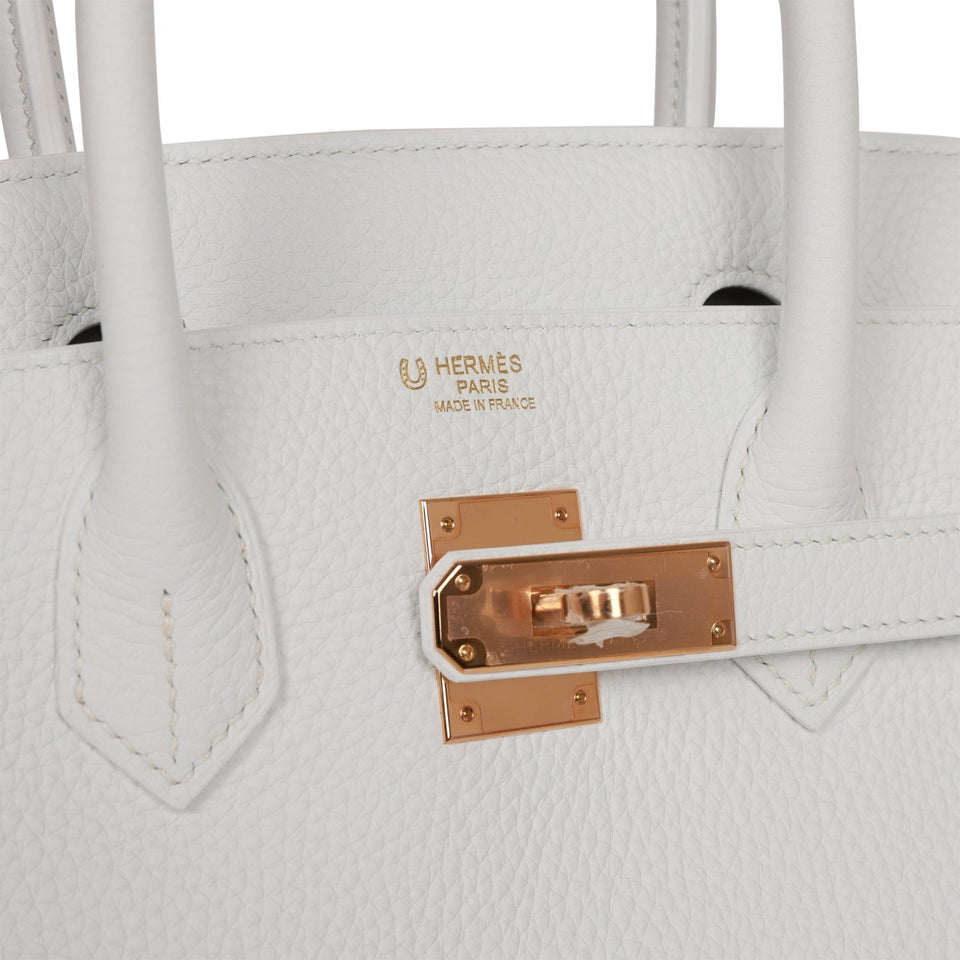 Hermes Special Order (HSS) Birkin 30 White Verso Clemence Rose Gold Hardware