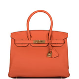 Hermes Birkin 30 Feu Clemence Gold Hardware