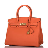 Hermes Birkin 30 Feu Clemence Gold Hardware