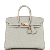 Hermes Birkin 25 Gris Perle Ostrich Gold Hardware
