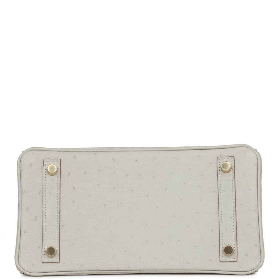 Hermes Birkin 25 Gris Perle Ostrich Gold Hardware