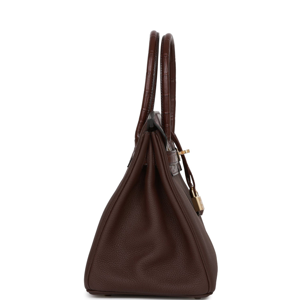 Hermes Birkin 30 Rouge Sellier Matte Alligator and Togo Touch Gold Hardware