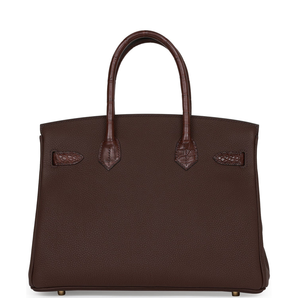 Hermes Birkin 30 Rouge Sellier Matte Alligator and Togo Touch Gold Hardware