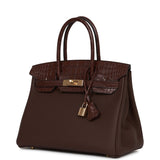 Hermes Birkin 30 Rouge Sellier Matte Alligator and Togo Touch Gold Hardware