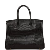 Hermes Birkin 30 Black Matte Alligator Gold Hardware