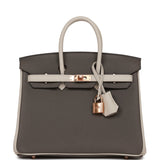 Hermes Special Order (HSS) Birkin 25 Etain and Beton Togo Rose Gold Hardware