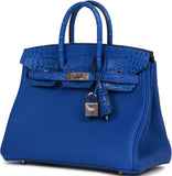 Hermes Birkin 25 Bleu Royal Matte Alligator and Togo Touch Palladium Hardware