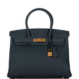 Hermes Birkin 30 Vert Cypress Clemence Gold Hardware
