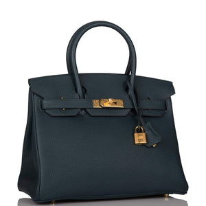 Hermes Birkin 30 Vert Cypress Clemence Gold Hardware