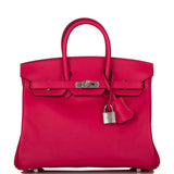 Hermes Birkin 25 Framboise Swift Palladium Hardware