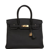 Hermes Birkin 30 Black Togo Gold Hardware