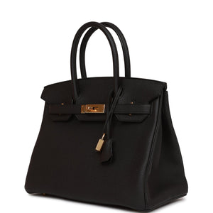 Hermes Birkin 30 Black Togo Gold Hardware