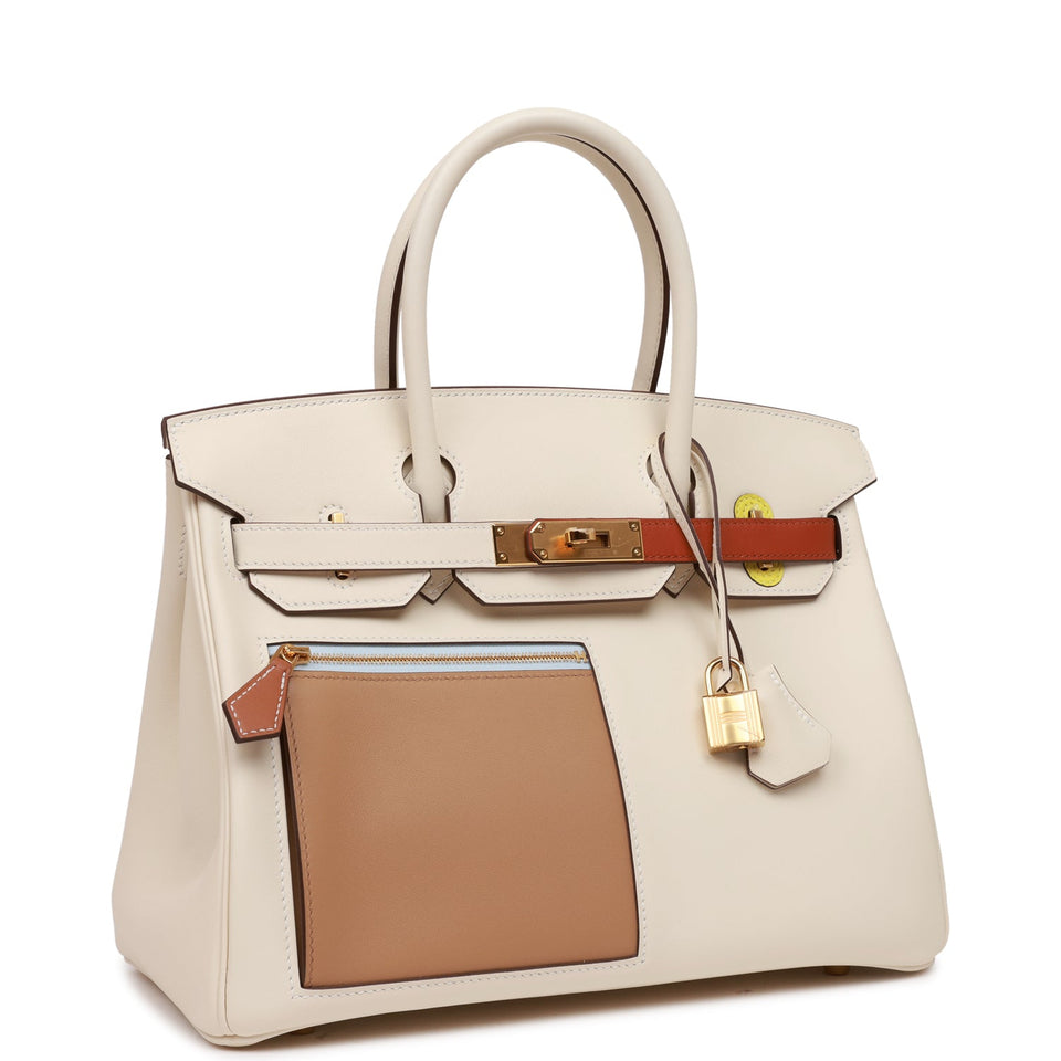 Hermes Colormatic Birkin 30 Nata, Chai and Cuivre Swift Gold Hardware