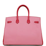 Hermes Special Order (HSS) Birkin 35 Rose Tyrien, Rose Lipstick and White Epsom Brushed Gold Hardware