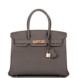 Hermes Birkin 30 Etain Togo Rose Gold Hardware