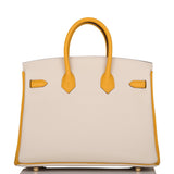 Hermes Special Order (HSS) Birkin 25 Craie and Jaune Ambre Togo Brushed Gold Hardware