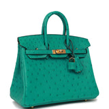 Hermes Birkin 25 Vert Verone Ostrich Gold Hardware