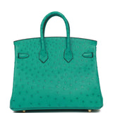 Hermes Birkin 25 Vert Verone Ostrich Gold Hardware