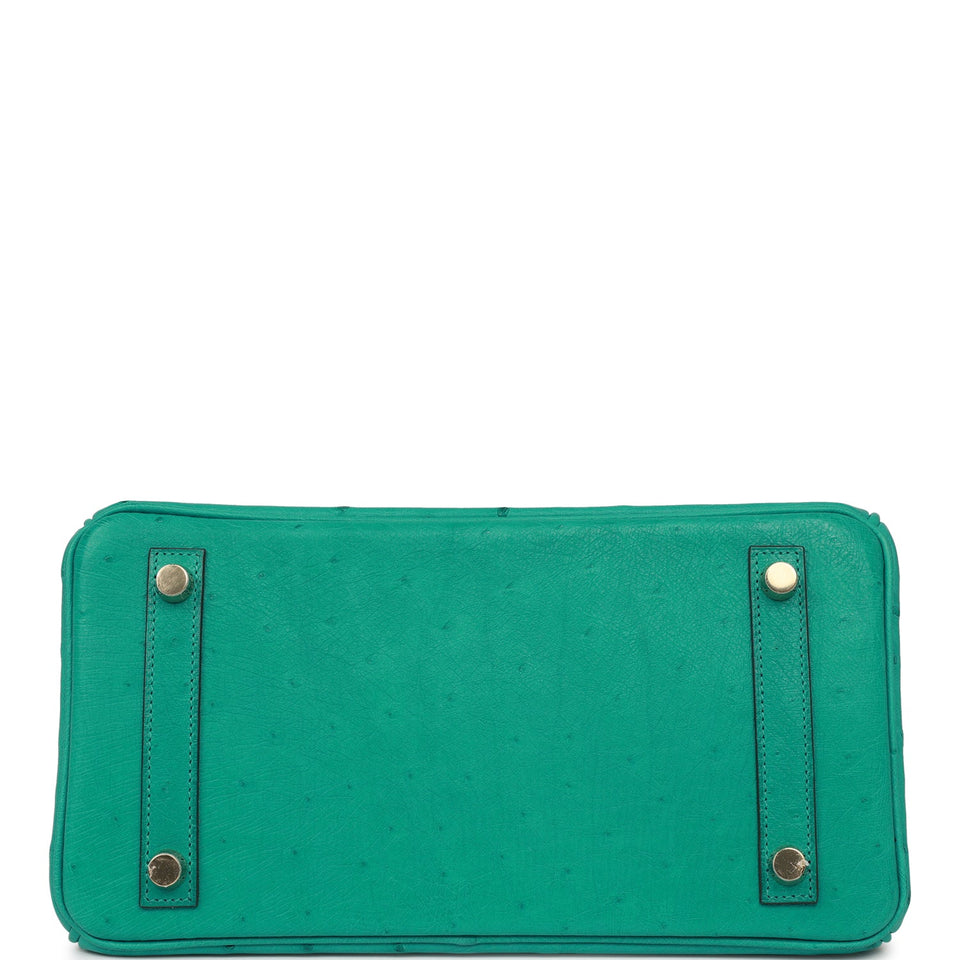 Hermes Birkin 25 Vert Verone Ostrich Gold Hardware