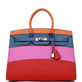 Hermes "Sunset" Birkin Sellier 35 Rainbow Epsom Palladium Hardware Payment 2 HR