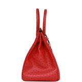 Hermes Birkin 35 Rouge Vif Ostrich Palladium Hardware