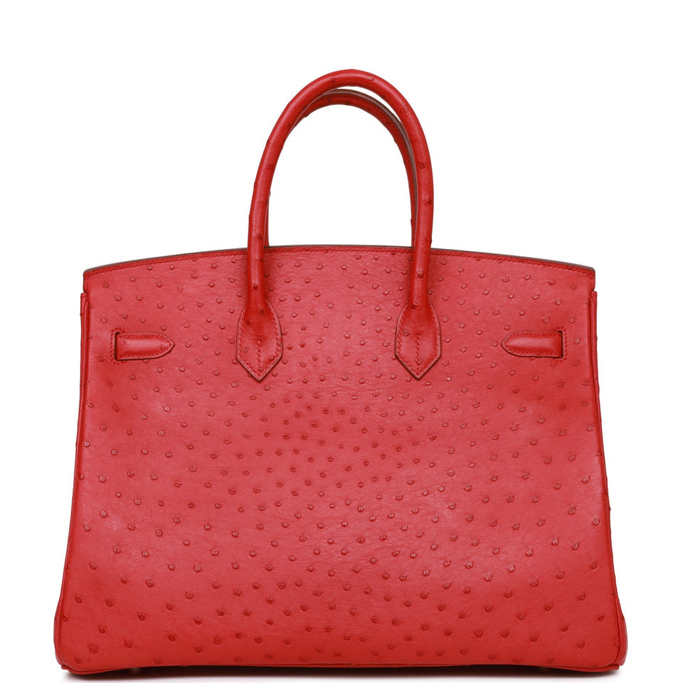 Hermes Birkin 35 Rouge Vif Ostrich Palladium Hardware