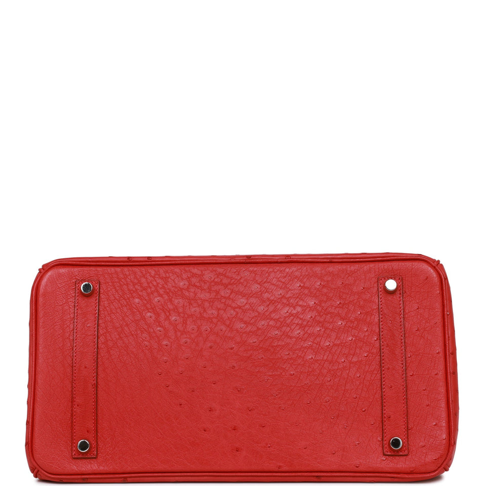 Hermes Birkin 35 Rouge Vif Ostrich Palladium Hardware