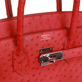 Hermes Birkin 35 Rouge Vif Ostrich Palladium Hardware