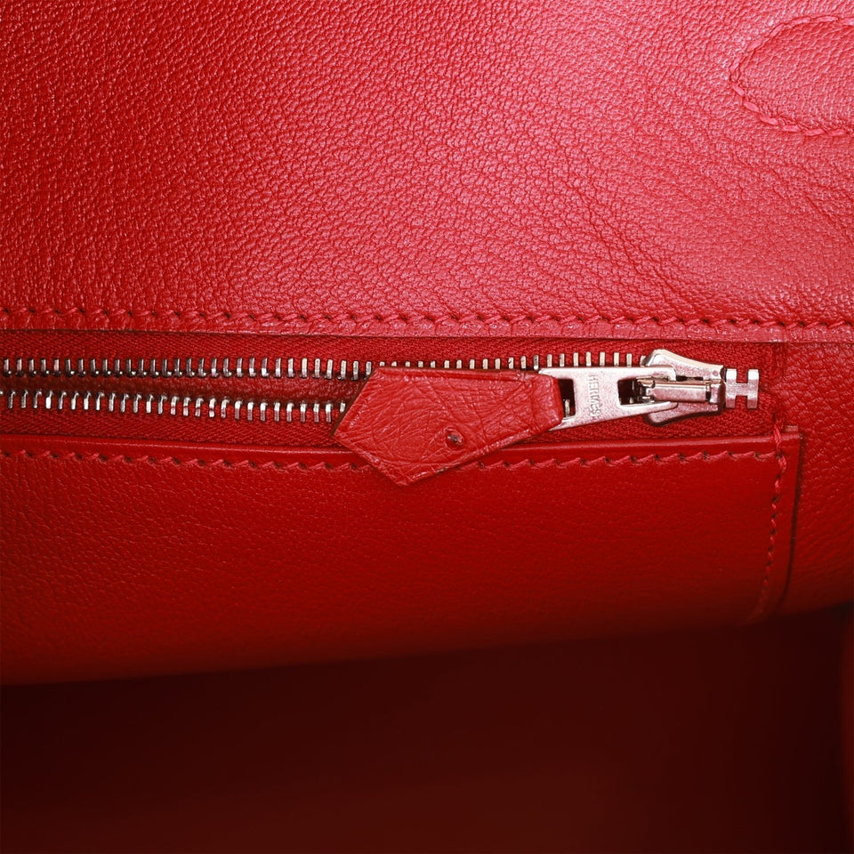Hermes Birkin 35 Rouge Vif Ostrich Palladium Hardware
