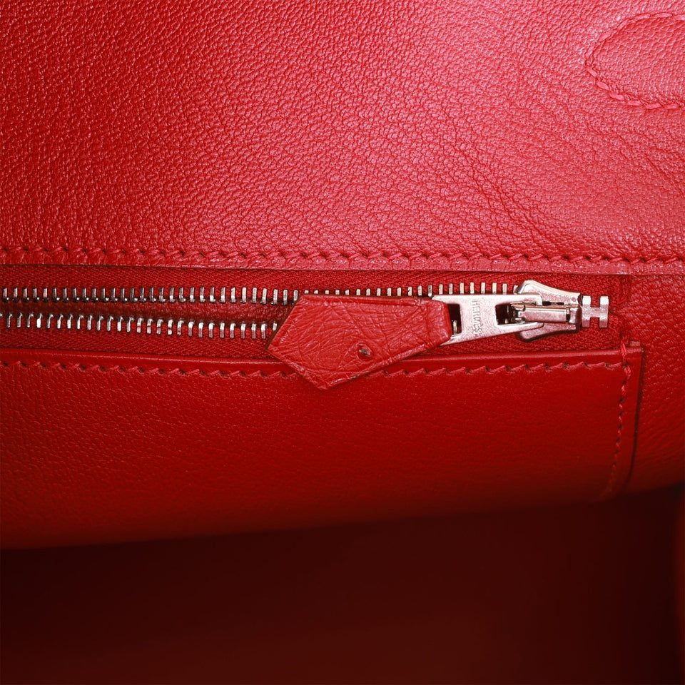 Hermes Birkin 35 Rouge Vif Ostrich Palladium Hardware
