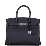 Hermes Birkin 30 Bleu Nuit Togo Palladium Hardware