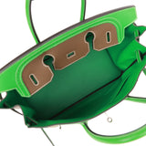 Hermes Grizzly Ghillies Birkin 35 Vert de Gris, Bambou and Taupe Doblis Palladium Hardware