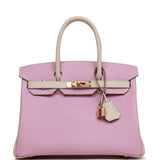 Hermes Special Order (HSS) Birkin 30 Mauve Sylvestre and Craie Epsom Rose Gold Hardware