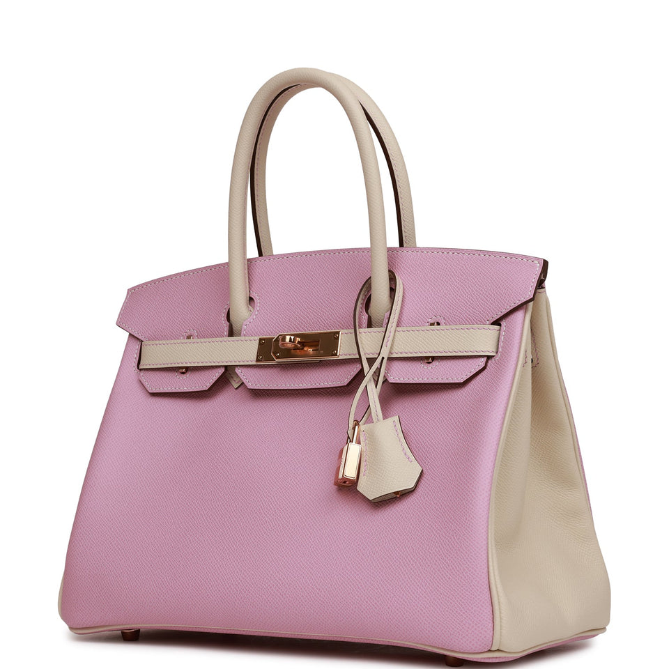 Hermes Special Order (HSS) Birkin 30 Mauve Sylvestre and Craie Epsom Rose Gold Hardware