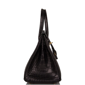 Hermes Birkin 30 Black Matte Alligator Gold Hardware