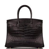 Hermes Birkin 30 Black Matte Alligator Gold Hardware