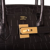 Hermes Birkin 30 Black Matte Alligator Gold Hardware