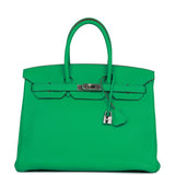 Hermes Birkin 35 Menthe Clemence Palladium Hardware